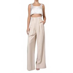 NEW NONCHALANT LABEL paige wide leg pants in oat